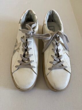 ShuShop White Sneakers Golden Goose inspire with Gray Laces and Silver Star